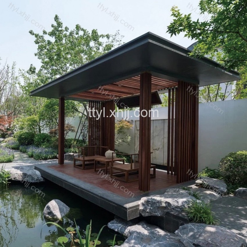 亭亭玉立别墅庭院凉亭生产厂家 芬兰木凉亭尽享清凉户外景观