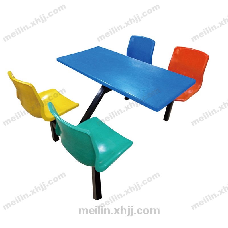 香河玻璃钢餐桌椅4人连体组合餐桌椅