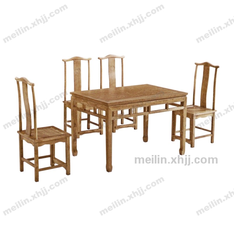 香河现代新中式餐桌椅实木一桌四椅