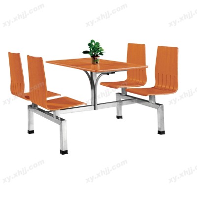 不锈钢快餐桌椅 食堂连体桌椅