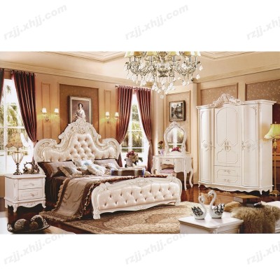欧式床双人床1.8米卧室雕刻床卧室大床婚床法式床梳妆台欧式拱门衣柜