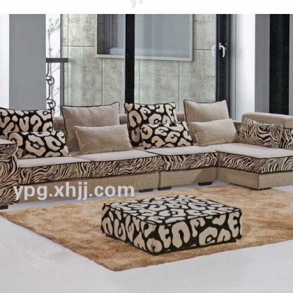 香河布艺转角沙发组合 北欧风情豹纹面料可擦可洗大小户型