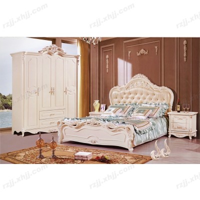 现代欧式套房法式婚房套床头柜 装公主床白色床头柜