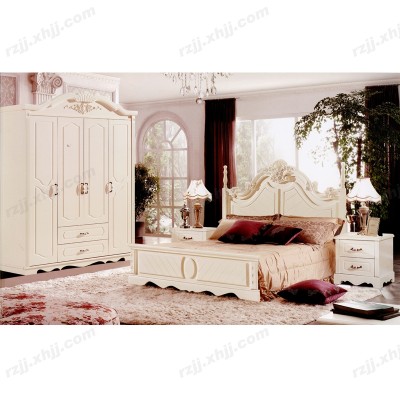 现代欧式法式婚房公主床白色床头柜平开衣柜带抽屉
