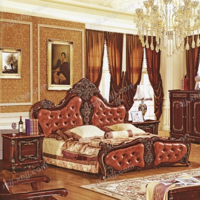欧式深色床双人床卧室雕刻床卧室大床婚床实木公主床