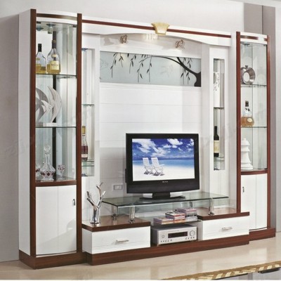 现代客厅电视柜影视地柜酒柜储物柜组合红胡桃哑光白颜色