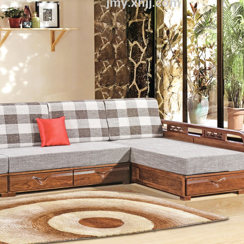 现代中式带抽屉实木沙发_商城图片_香河金木源实木沙发 香河实木家具