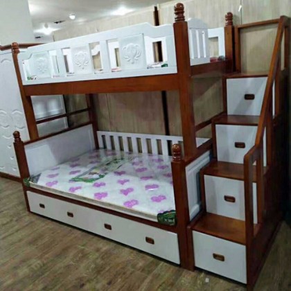 香河家具美式风格实木儿童上下床E001