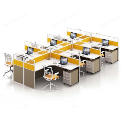 香河家具简约现代屏风办公桌组合电脑桌六人位B018#