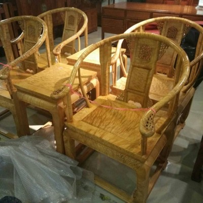 金丝楠木椅子带靠背皇宫椅三件套A518#包邮
