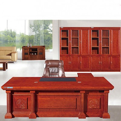 实木雕刻老板办公桌2.8米B047#