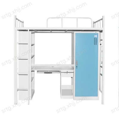 香河大学组合公寓床带柜子书架一体床04