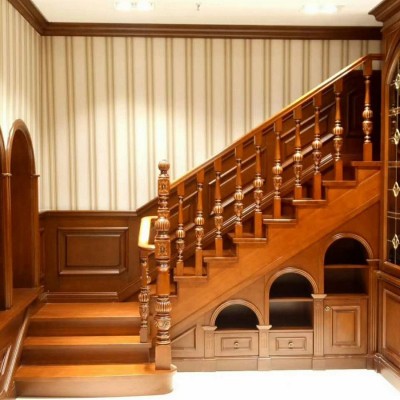 北京美式别墅实木楼梯整体定制
