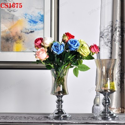 香河欧式家装饰品桌面玻璃高脚花瓶花器