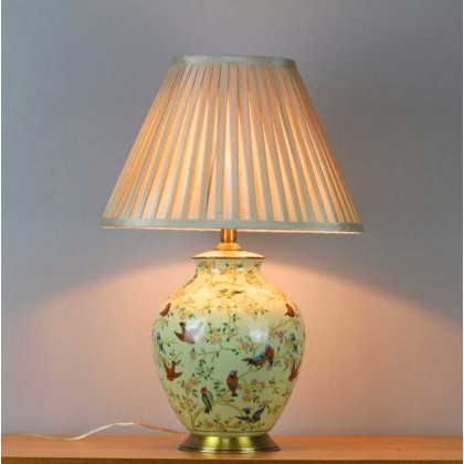 美式彩绘创意陶瓷台灯中式卧室床头灯高档全铜欧式客厅装饰台灯