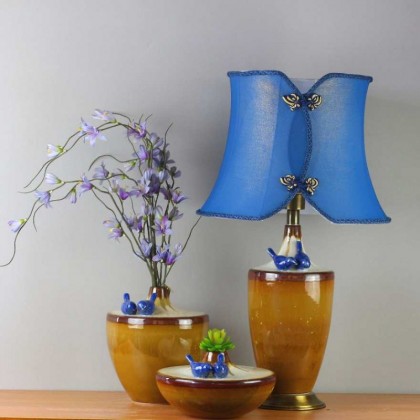 新中式美式高档陶瓷创意摆件台灯欧式奢华样板间家局玄幻摆件