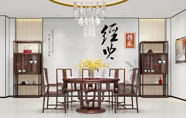 香河名鼎檀红木中式餐厅家具设计理念