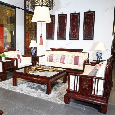 香河中式仿古红木客厅家具组合沙发