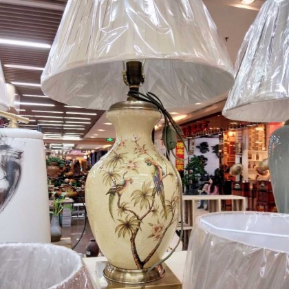 北京格调新款台灯美式新中式手绘陶瓷台灯客厅卧室床头灯