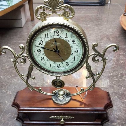 格调进口机心钟表纯铜实木底座家用钟表