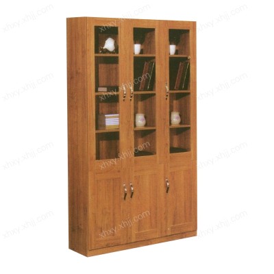 香河柚木书柜自由组合带门实木储物柜书架