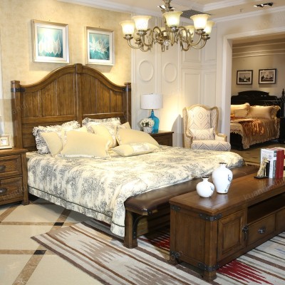 简约现代美式卧室 实木床1.8米双人床110310