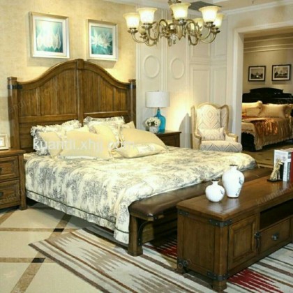 宽邸家具美式原木色双人床