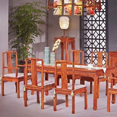 香河名鼎实木餐桌椅组合 全红木家具长方形餐台