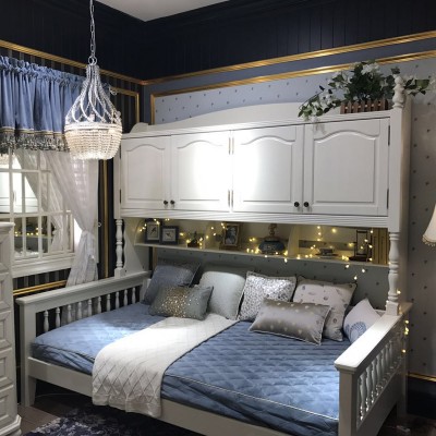 欧式现代白色组合床 实木卧室床