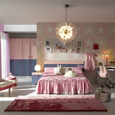 儿童床 粉色女孩公主床 卧室套房家具