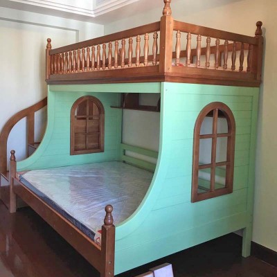 实木子母床 高低双层儿童床
