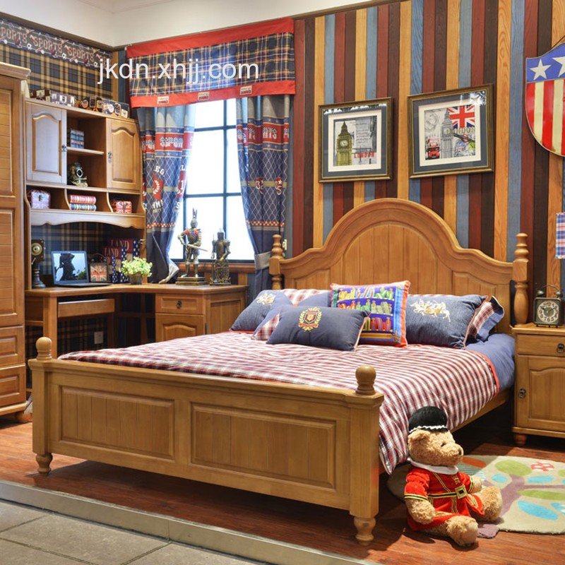 香河英伦风实木儿童房家具01