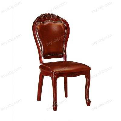 香河酒店餐椅 实木真皮餐椅