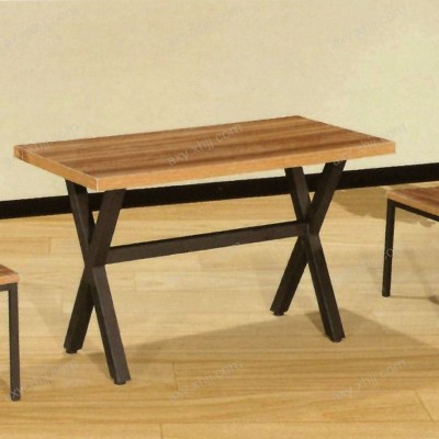 现代快餐桌椅 简约黑白长方形餐椅组合
