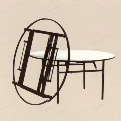 圆形钢木结合餐桌 大型餐桌椅