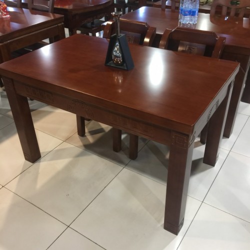 香河家具城实木餐桌椅 深色餐桌椅