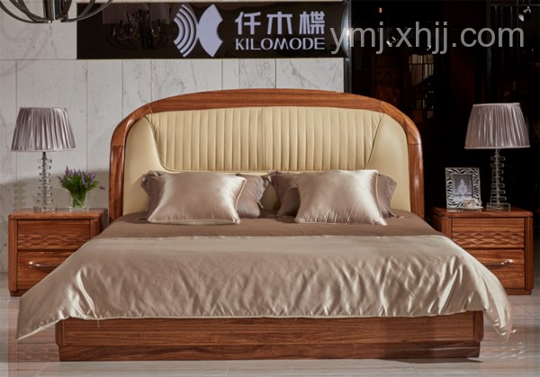 中式乌金木卧室床06