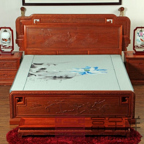 中式雕花明清古典全实木床床垫FYX-15