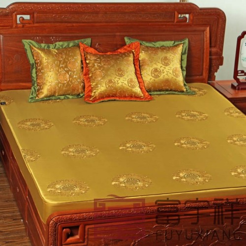 仿古布料真丝绸缎双人床床垫靠垫FYX-07