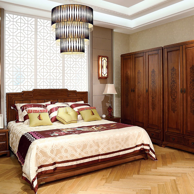 新中式 现代实木高箱双人床 五门衣柜-imgl6865_床_卧室家具_家具商城