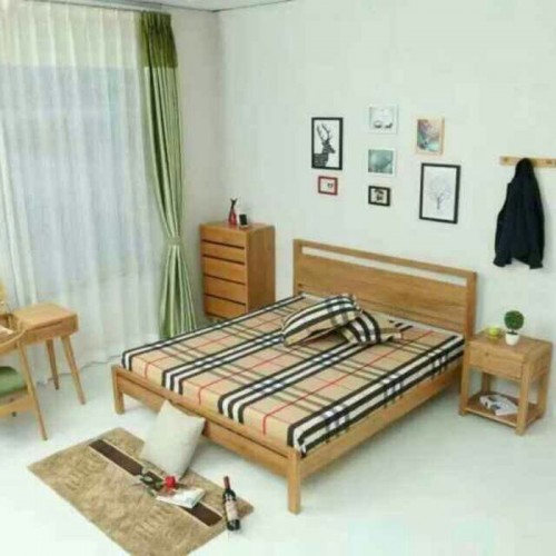 北欧卧室双人床 板式实木床61
