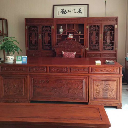 中式实木办公桌 单人古典明清书桌06
