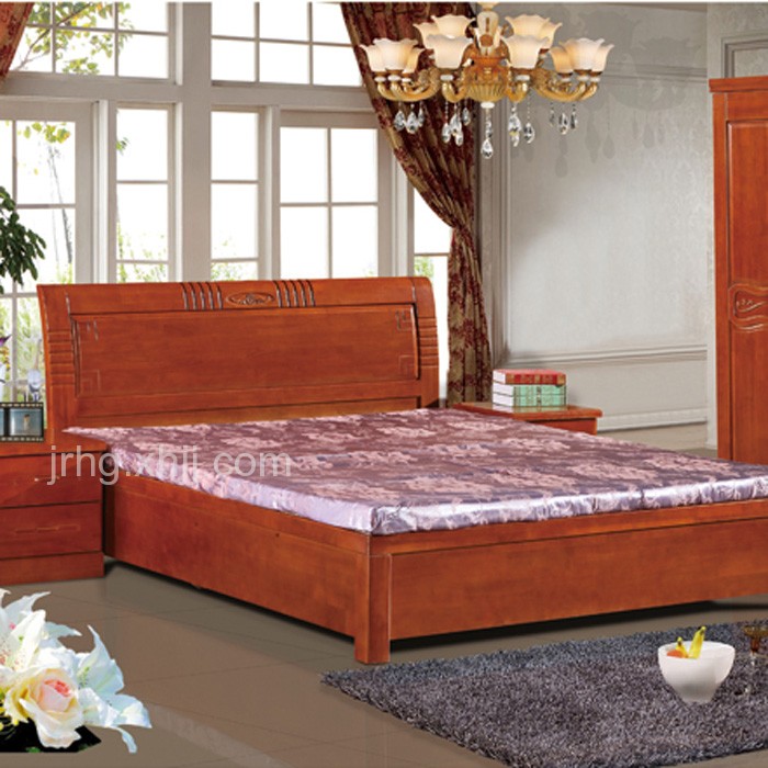 中式实木海棠色系列双人床4门衣柜28