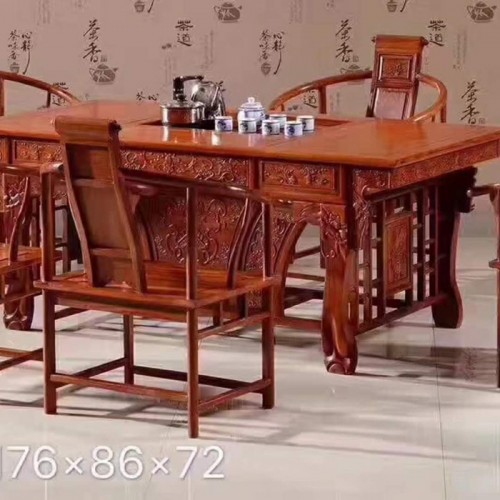 红木茶台桌椅组合 刺猬紫檀花梨木功夫茶桌14