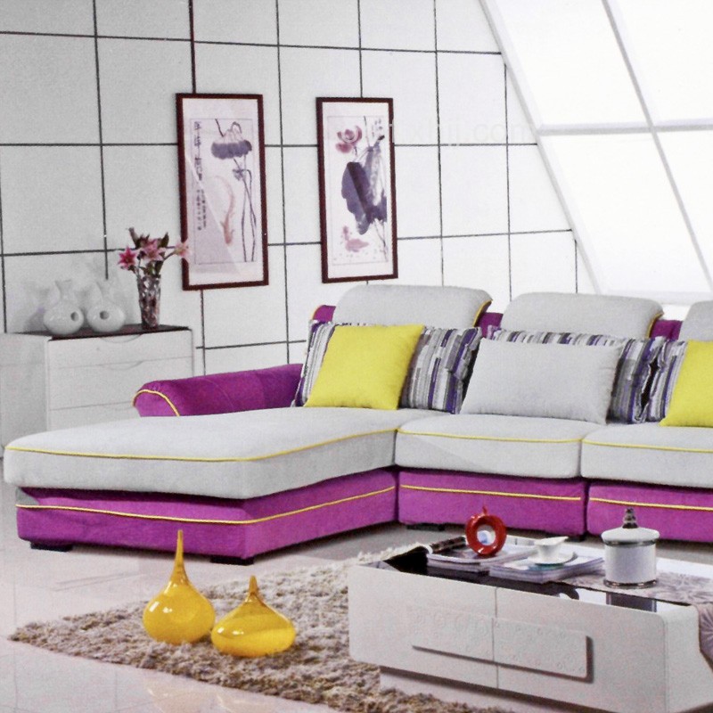 多人布艺简约现代拐角沙发802