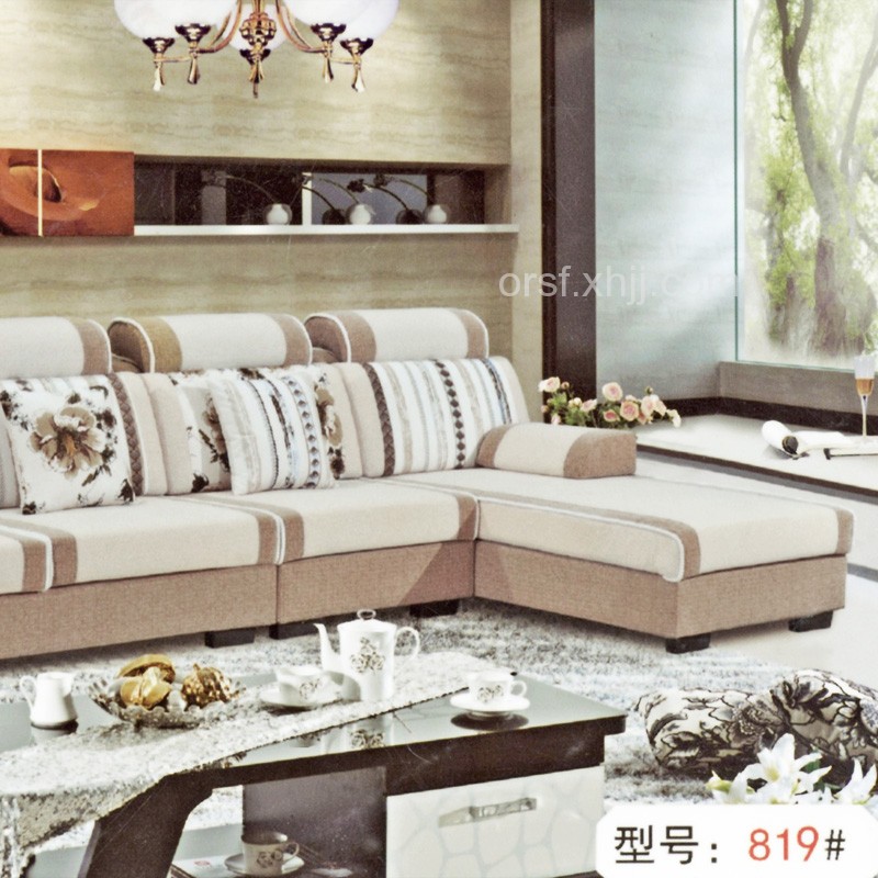 现代简约转角布艺沙发819