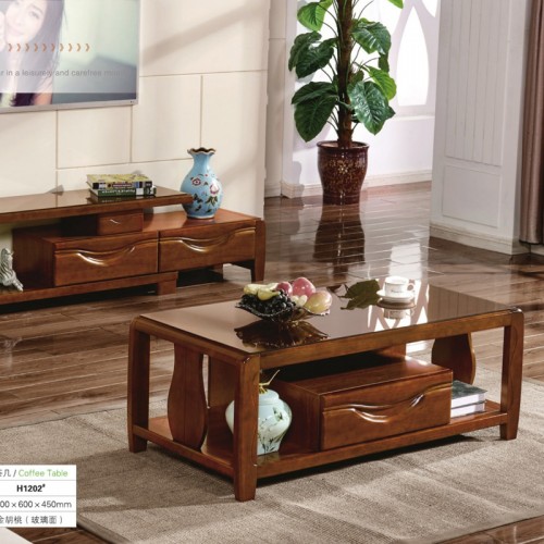 简约现代实木玻璃面电视柜茶几组合套装H1520-12