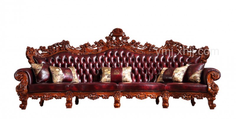 欧式真皮长沙发四人位沙发 纯实木雕花四人位沙发 古典欧式沙发_4c0a