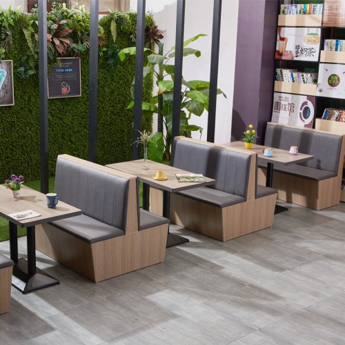 咖啡厅卡座沙发桌椅组合奶茶甜品火锅店西餐靠墙餐饮休闲双人沙发