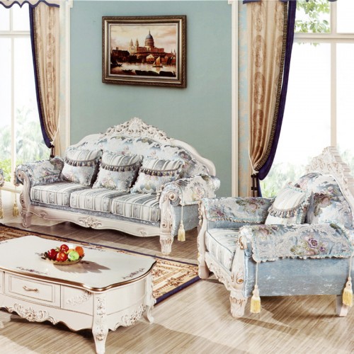 欧式田园风沙发现代沙发组合加贵妃位   1#双雕